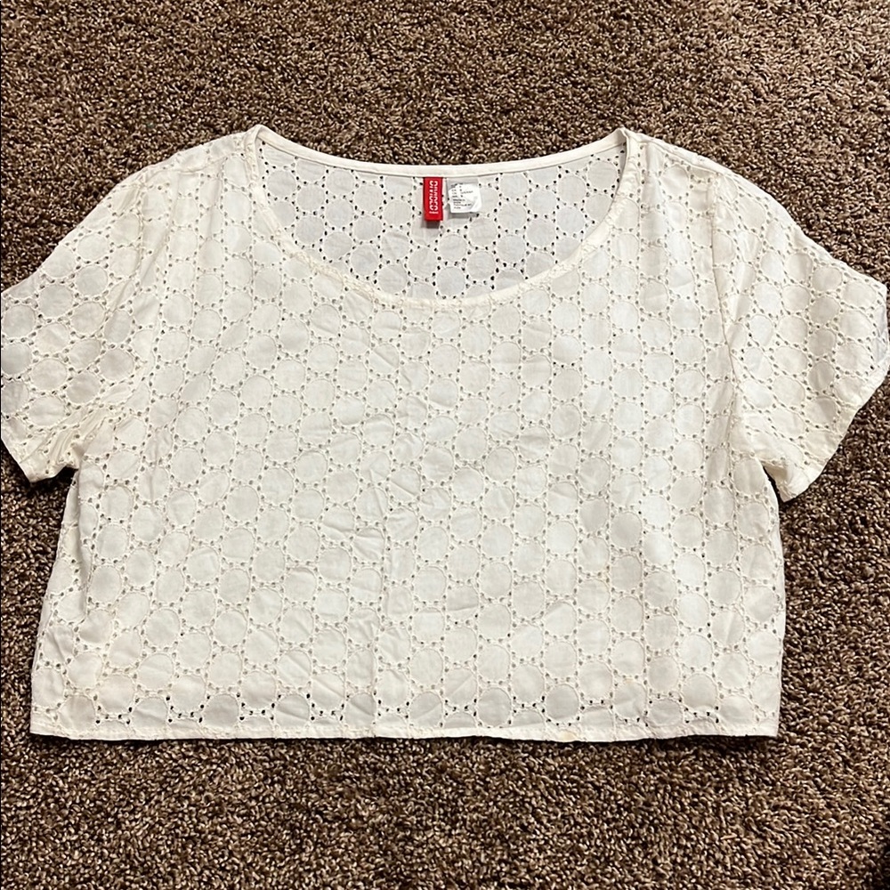 Cream Eyelet Women's Top